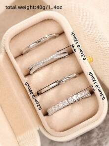 4pcs Set Elegant Cubic Zirconia Stone Rings With Gift Box, Suitable For Women, Applicable For Wedding, Engagement, Anniversary Party, Jewelry Valentine's Day Gift And More - 1# - View 5