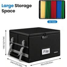 Fireproof File Box With Lock Water Resistant Document Box, Collapsible File Storage Box With Handle, Zippers And Inserts Bag, Portable Home Office  Box For A4 Letter/Legal Folder Organiser - Default - View 4