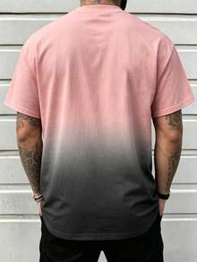 Men's Gradient Lightning Print Short Sleeve T-Shirt, Fashion For Summer - Baby Pink - View 4