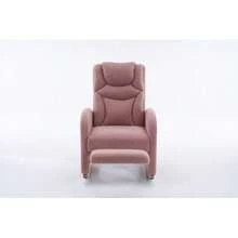 052 Rocking Chair, Reclining Armchair, Lounge Chair With Armrests, Upholstered Rocking Chair, Bedroom Accent Chair, White Plush Fabric, 110 Kg Load Capacity - Pink - View 10