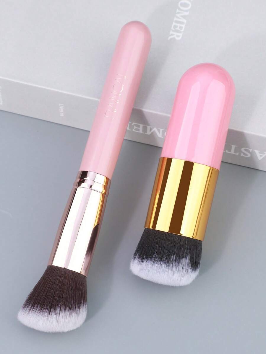 2pcs Professional Makeup Brushes For Liquid Foundation, Cream, Blush - Multicolor - View 1
