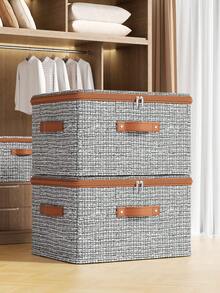 1 pieza Caja de almacenamiento de ropa, caja de almacenamiento apilable y ahorradora de espacio, caja de almacenamiento de gran capacidad, impermeable y a prueba de polvo con cremallera, múltiples tamaños de cajas de almacenamiento apilables y a prueba de polvo para armarios, con asas de cuero, adecuada para ropa, mantas, ropa de cama y contenedores de almacenamiento de armarios del hogar, perfecta para organizar armarios, dormitorios, dormitorios y apartamentos - Ver 2