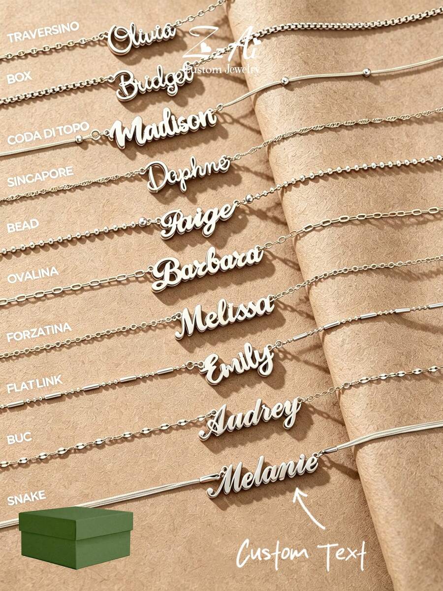 1 chiếc dây chuyền vàng 18K khắc tên cá nhân, mặt dây chuyền tên tùy chỉnh, trang sức tên tối giản, quà tặng cho nữ, kèm hộp quà sang trọng, có nhiều kiểu chữ và kiểu dây chuyền khác nhau để lựa chọn. - Hai lớp-bạc - Xem 1