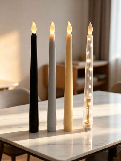 1 Set Bestselling Realistic Wax Candle Lights, Romantic Candlelight Dinner Decor Lamps, LED Long Stem Plastic Candle Props Suitable For Multiple Occasions