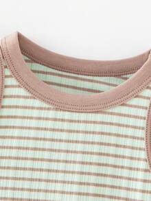 mini bala Baby Summer Vest, Soft Modal Breathable Colorblock Top 2026 - Green Coffee Color - View 6
