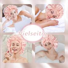 1PC Blush Pink Satin Hair Bonnet With Long Wrap Tie, Comfortable Sleep Cap For Home, Spa Day, Travel & Daily Night Routine - Pink - View 5