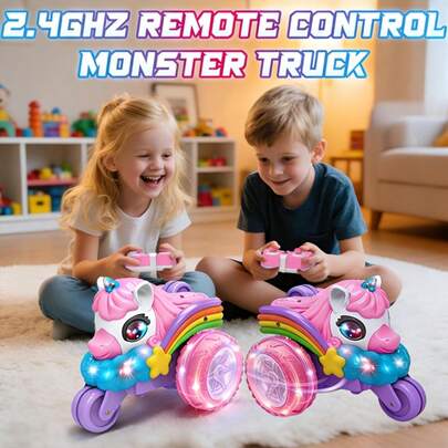 Pink Unicorn Remote Control Tricycle, Exclusive For Girls - Remote Control Car With Flashing Wheels And LED Lights, Cute Cartoon Electric Toy, Ideal New Year Gift, Suitable For Toddlers And Little Girls
