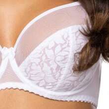 PariPari Laila Elegant Sexy Floral Lace Soft Bra, Supportive Transparent Mesh Lingerie for Large Busts, Comfortable Microfiber Underwear - 白色 - 查看 4