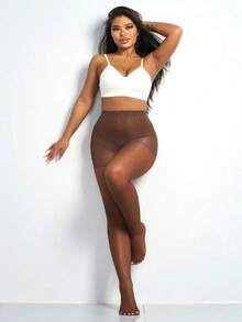 4 Pairs Women Sexy 20D Coffee Brown Sheer Stockings Tights Fashionable Minimalist Pantyhose - màu đen - Xem 12