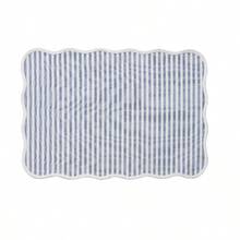 Striped Cotton Scallop Table Placemat, Blue And White, 20" X 14" - mặc định - Xem 6