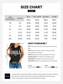 Áo tank top nữ không tay cổ tròn in chữ, kiểu dáng thường ngày, màu đen, thích hợp cho mùa xuân/hè. - màu đen - Xem 5