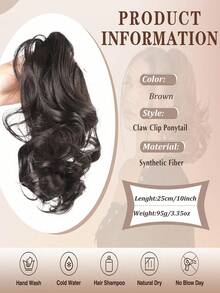 Synthetic Claw Clip Ponytail Hair Extensions Short Curly Natural Tail False Hair For Women Horse Tail Hairpiece - Multicolor - View 2