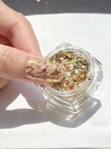 1 Box Mixed Color Petal Flakes Nail Art Sequins, Ins-Style Ultra-Thin Colorful Nail Fragments With Self-Adhesive, Versatile Atmosphere-Creating Nail Decor, Affordable DIY Accessory For Students - Multicolor - View 1