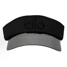 Alo Yoga Logo Embroidered Outdoor Sports Sun Hat, Open Width Hat, Women's, Black - 查看 2