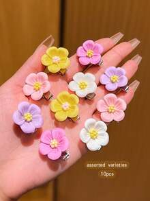 10 piezas de Pinzas para el cabello con flores de colores, accesorios de cabello asequibles para uso diario - Multicolor - Ver 3