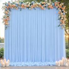 Blue Tulle Backdrop Curtain For Parties Wedding10ft X 10ft Wrinkle Free Curtain Backdrop 2 Layer Drapes For Backdrop Polyester Back Drop For Bridal Shower Birthday  Shower Photography - 嬰兒藍 - 查看 4