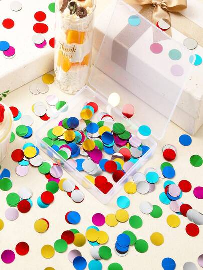 300/500克多色铝箔彩纸屑，闪亮圆形彩纸屑带彩虹圆点，适用于生日餐桌 - 闪亮亮片散落，完美适用于婚礼、单身派对、毕业典礼、婴儿派对和节日庆祝活动