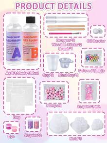 Taba Soft Putty DIY Slow Rebound Making Kit, 200ml 1:1 AB Soft Putty Glue Water-Based Silicone Rubber, 3pcs Cat Paw Silicone Molds Suitable For DIY Crafts & Jewelry, Suitable For Beginners, Taba Soft Putty Making Set, Stress Relief Squeeze DIY Tool, Classroom Prizes, Party Gifts - Pink+Purple - View 3