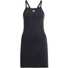 Adidas 三葉草掛脖修身洋裝丨女子露背休閒運動包臀短裙 - 黑色 - 查看 5