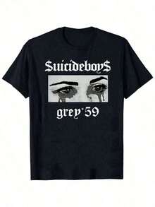 Suicideboy Men's Graphic T-Shirt - Black Casual Streetwear Tee,Tear-Effect Face Design, Round Neck Short Sleeve Summer Top, Machine Washable, Suicideboy Era Tour Graphics Print T-Shirts For Men Shirt Tops Harajuku Hip Hop Rock Style T Shirts Unisex Fashion Regular Size Street T Shirt 200g 100% Cotton,The Patterns Are All Printed. Unisex.,2026  New World Depression Album Cover Tee,Vacation Outfits Women,Concert Outfit Women - 黑色 6 - 查看 7