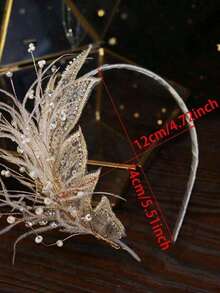 1 Piece Elegant Feather Headband Hair Accessories, Bridal Wedding Hair Accessories, Bridal Dress Wreath, Performance, Party, Festival, Mother's Day, Pride Day, Homecoming, Easter Gift, Headband, Hair Hoop Hairband Headwear - 1個羽毛髮箍 - 查看 5