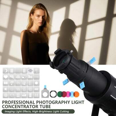 Eonix Bowens Mount Projector Accessories, Includes 5 Color Filters And 30 Gobo Patterns, Compatible With Aputure Amaran, Godox SL60, Suitable For Individual Creators And Small Creative Teams (Power Supply Not Included)