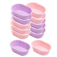 12 khuôn silicon hình bầu dục họa tiết hoa dùng làm bánh, khuôn muffin. - Xem 8