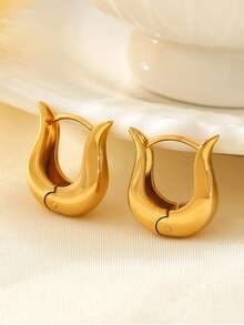 YUNCHUN 14K Gold Plated Hoop Earrings, Minimalist Teardrop Earrings, Hypoallergenic Fashion Jewelry For Daily Wear - Gold - View 6