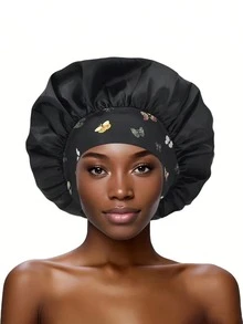 女士睡帽，宽檐松紧带印花款（随机印花图案），波西米亚风 - 純色蝴蝶NSM130-135 - 查看 13