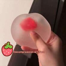 1pc Strawberry Mochi Squeeze Toy, Stress Relief, Moldable, High Aesthetic, Semi-Transparent, Soft Sticky Toy For Women - Multicolor - View 3