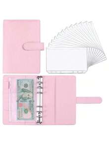 1pc A6 Zipper Pocket (With Magnetic Buckle) PU Leather Notebook, Macaron Cash Budget Notebook, Creative Accounting Notebook, Loose-Leaf Binder, Labelable Loose-Leaf Notebook - Multicolor - View 17