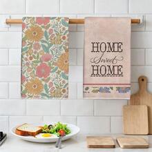 2pcs Floral Printed Microfiber Kitchen Towels, 40*60cm Watercolor Style Dish Cloths, Hand Towels, Kitchen & Home Decor, Housewarming Gift, Suitable For Kitchen And Bathroom, Great For Homemakers And Family Gatherings, High Cost-Performance Household Essential - Multicolor - View 6