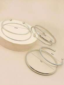 6pcs Decor Bangle - bạc - Xem 4