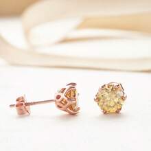 1 Đôi bông tai bạc S925 dành cho nữ, đính đá Moissanite tròn 0.5CT/1CT, thích hợp đeo hàng ngày, kèm hộp quà tặng. - Một cặp - Xem 5