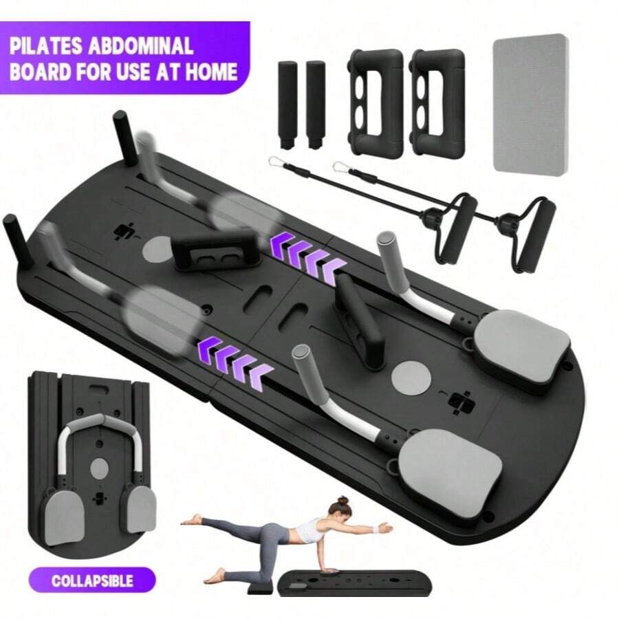Tabla de Pilates - Set de Reformer de Pilates, Tabla de Pilates Reformer Plegable Multiusos para el Hogar, Tabla de Pilates Deslizante 6 en 1 - Gris - Ver 1