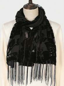 1件 时尚百搭新款蕾丝玫瑰花披肩围巾 - 彩色 - 查看 7