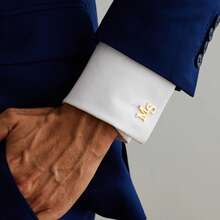 Gemelos personalizados con inicial, gemelos personalizados para padrinos de boda, gemelos de boda, propuesta a padrinos, regalo para el mejor hombre, regalo del Día del Padre para él - Multicolor - Ver 4
