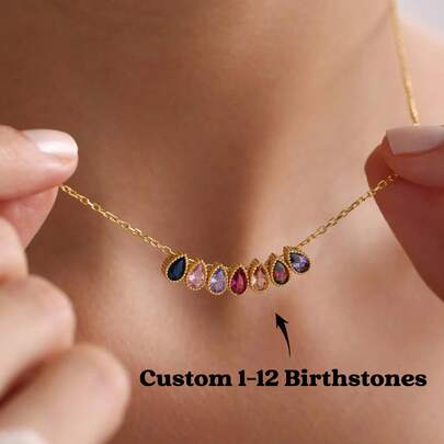 Collar personalizado con piedras de nacimiento de la familia, collar con piedra de nacimiento, collar con piedra de nacimiento, mi collar, collar de madre, regalo de Navidad, glamour de Año Nuevo