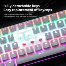 Teclado mecánico de juego con cable KL61 de 60%, retroiluminación RGB, 61 teclas ultra compacto con interruptores azules/rojos intercambiables - Conexión en caliente del eje blanco-rojo - Ver 5