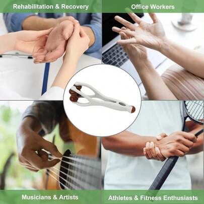 手指按摩器，手部按摩器，适用于腕管综合征。双面硬木按摩滚轮工具，用于缓解扳机指、手部不适和压力。