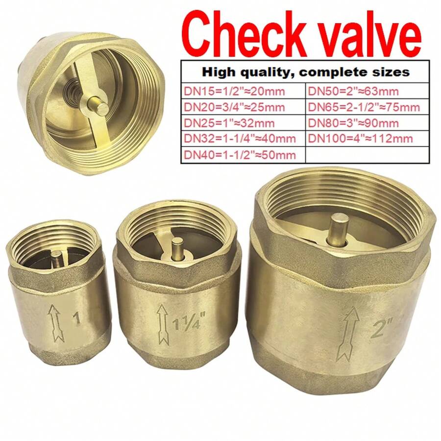 Válvula de retención de agua antiinversa gruesa de latón DN15 ~ DN100, rosca de tubo, tornillo interior liso, válvula de retención Vertical oscilante de resorte AG6T - tubería de 15 - Ver 1