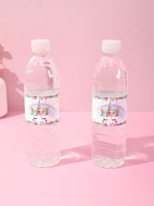 10张彩虹独角兽水瓶贴纸，花卉独角兽图案水瓶包装贴纸，适合女孩独角兽主题生日派对水瓶标签装饰，婴儿派对用品 - 彩色 - 查看 6