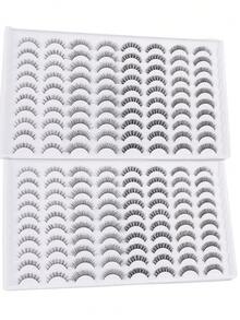 MAGEFY 40/80 Pairs Mixed Pack Natural Crossover False Eyelashes,Handmade Lengthened Thick Curly Eyelashes Fluffy Slim Use Manga Eyelashes,Travel Essentials,Elongated Eye Tail Artificial Mink Makeup Tools Hot Sellers,Lengthen Volumize Beauty Makeup - 黑色 - 查看 2