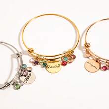 Personalized Birthstone Bracelet, Birthstone Jewelry Birthday Gift For Grandma, Custom Bracelet - Multicolor - View 5