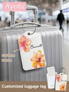 Etiqueta de equipaje personalizada con flores y nombre, etiqueta de equipaje ligera y de moda adecuada para grupos de viaje, etiqueta de identificación de equipaje para mujeres, etiqueta de pase de abordar, etiqueta de identificación de viaje para formación de equipos. Adecuada para mochilas, bolsos y mochilas escolares. Adecuada para viajes de verano e invierno, también se puede usar como etiqueta de identificación para mascotas. Artículos esenciales de viaje, organizador de viaje, decoración de automóvil, regalo perfecto para familiares y amigos - Multicolor - Ver 7