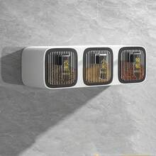 1pc Wall-Mounted Hole-Free Spice Rack, Multi-Layer Grid Kitchen Spice Storage Box - Multicolor - View 8
