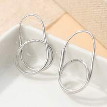 极简风格交错银色几何耳环，手工制作的现代小众设计耳环，适合日常和派对佩戴 - 金色 - 查看 7