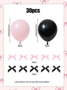 30pcs Pink And Black Latex Balloon Bow Set, Includes Black And Pink Latex Balloons And Black Pink Bows, Suitable For Birthday Party, Wedding, Engagement Party, Princess Style, Pink Birthday Theme, Sweet & Cool Girl, Gender Reveal Party - Multicolor - View 2