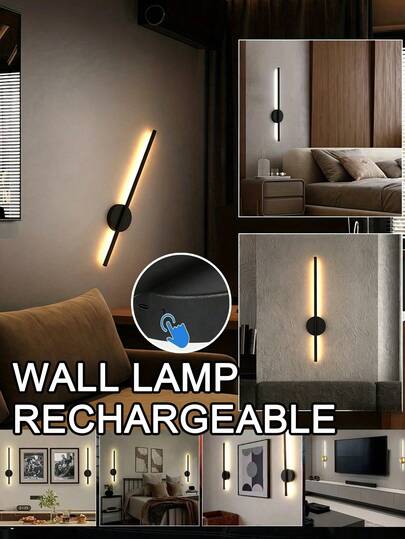 1PC Long Magnetic Strip Wall Lamp Remote Control Dimmable & Color Temperature Adjustable 50cm Type-C Rechargeable Magnetic No-Drill Installation, Cordless Wall Sconce For Bedroom, Wall Decor, Study, Living Room, Home Decor, Holiday Gift, And Stairwell Lighting