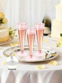 5oz Reusable Clear Plastic Champagne Flutes, Long Stem, Wedding Party Cocktail Glasses For Beverages, Gifts For Valentine's Day, Suitable For Birthday, Wedding, Valentine's Day, Mother's Day, Party, Outdoor, Camping - View 3